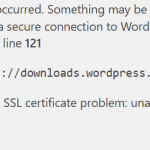 CURL error in updating wordpress